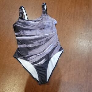 One Piece Color Matching Swimsuit Patchwork Swimsuit Backless Push UP Size L New